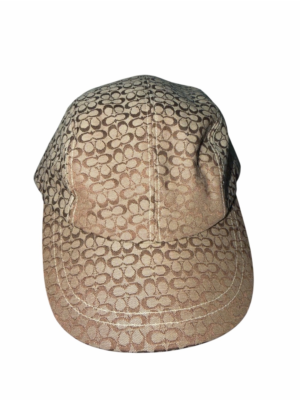 Coach Vintage Y2K Monogram Canvas Cap in Khaki and Brown